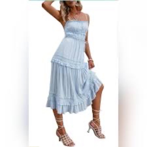 Simplee beautiful baby blue tiered spaghetti strap dress - Picture 2 of 16